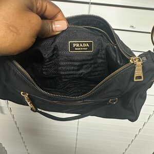 Prada Black Shoulder Bag with Gold Accents